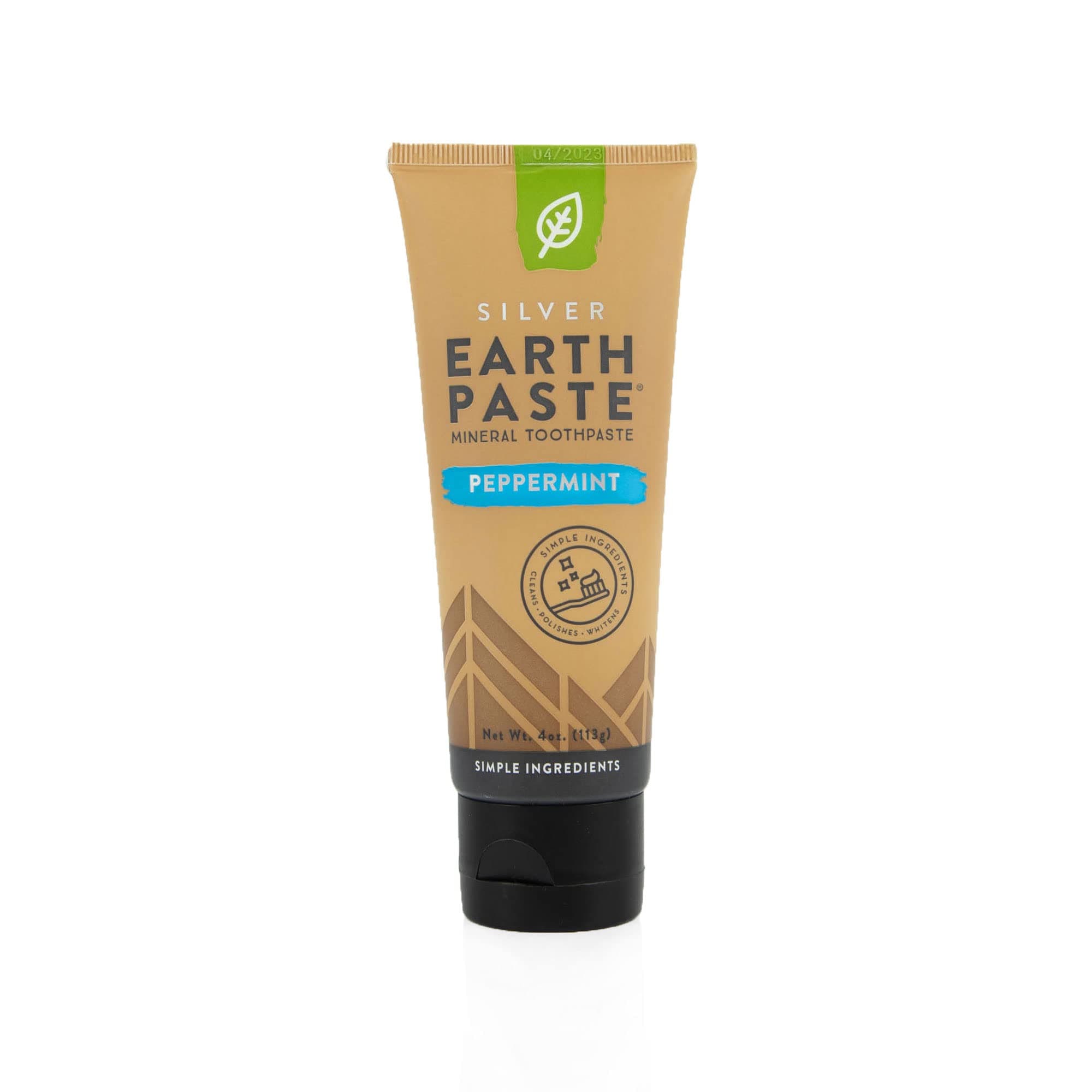 Earthpaste with Silver - Natural Non-Fluoride Toothpaste, 4 Ounce Tube (Peppermint)
