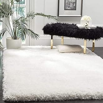 ZBLER Carpet Shaggy Super Soft Carpet for Home & Living Room (3x5 feet, White)