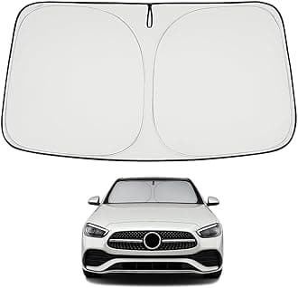 Proadsy Windshield Sun Shade for 2015-2021 Mercedes Benz C Class W205 C250 C300 C400, 4-Layer Foldable Sun Visor Protector Blocks UV Rays Heat Damage, Keep Interior Car Cooler Accessories