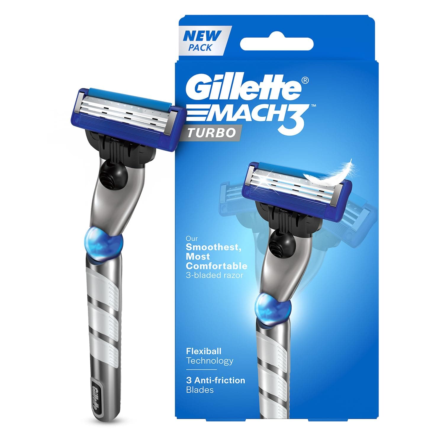 Gillette Men's Mach 3 Turbo Razor with Flexball Technology