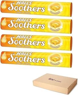 Halls Soothers 4 x 45g Honey & Lemon Flavour with Real Fruit Juice With A Liquid Centre for Moments of Refreshment Sold by VR Angel