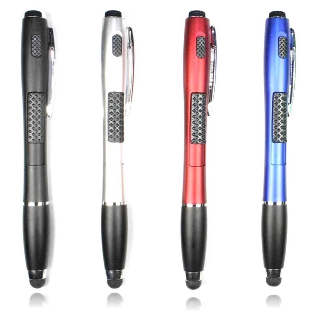 Stylus [4 Pcs], 3-in-1 Universal Touch Screen Stylus + Ballpoint Pen + LED Flashlight for Smartphones Tablets [Black + Silver + Red + Blue]