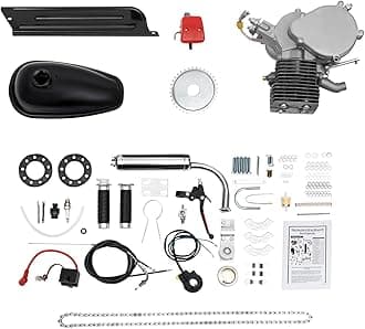 100cc Bicycle Engine Motor Kit, 2 Stroke Motorized Bike Engine Kit Gas Motorized Gasoline Engine Motor Petrol Oil Bicycle Motor Refit Kit for 26" 28" Bike