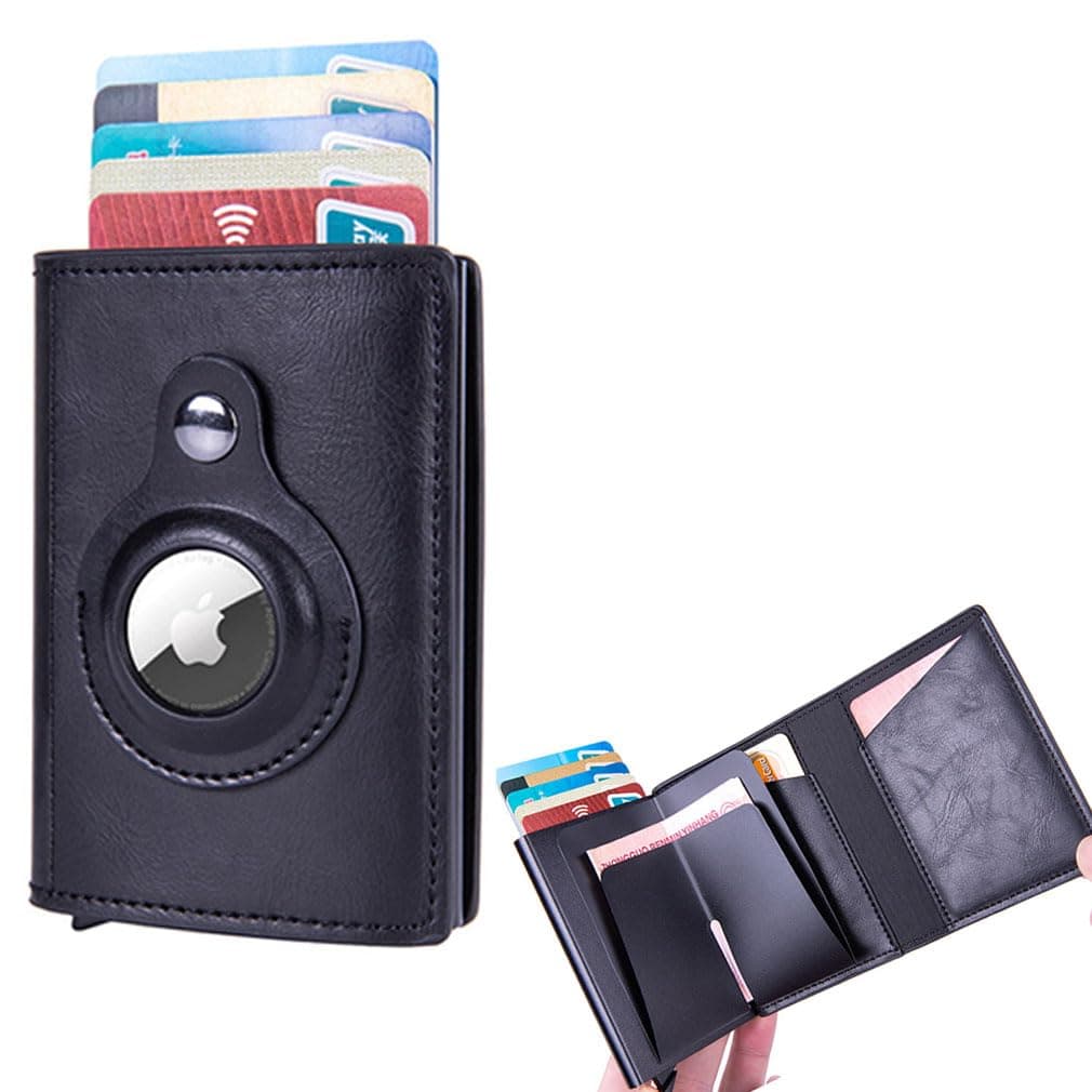 Goodern Compatible for AirTag Wallet,PU Leather Wallet RFID Technology Credit Card Holder with Slim Minimalist Wallet Mens Wallet Card Holder for Smart Wallet Smart Pop up Wallet for Men Wallet
