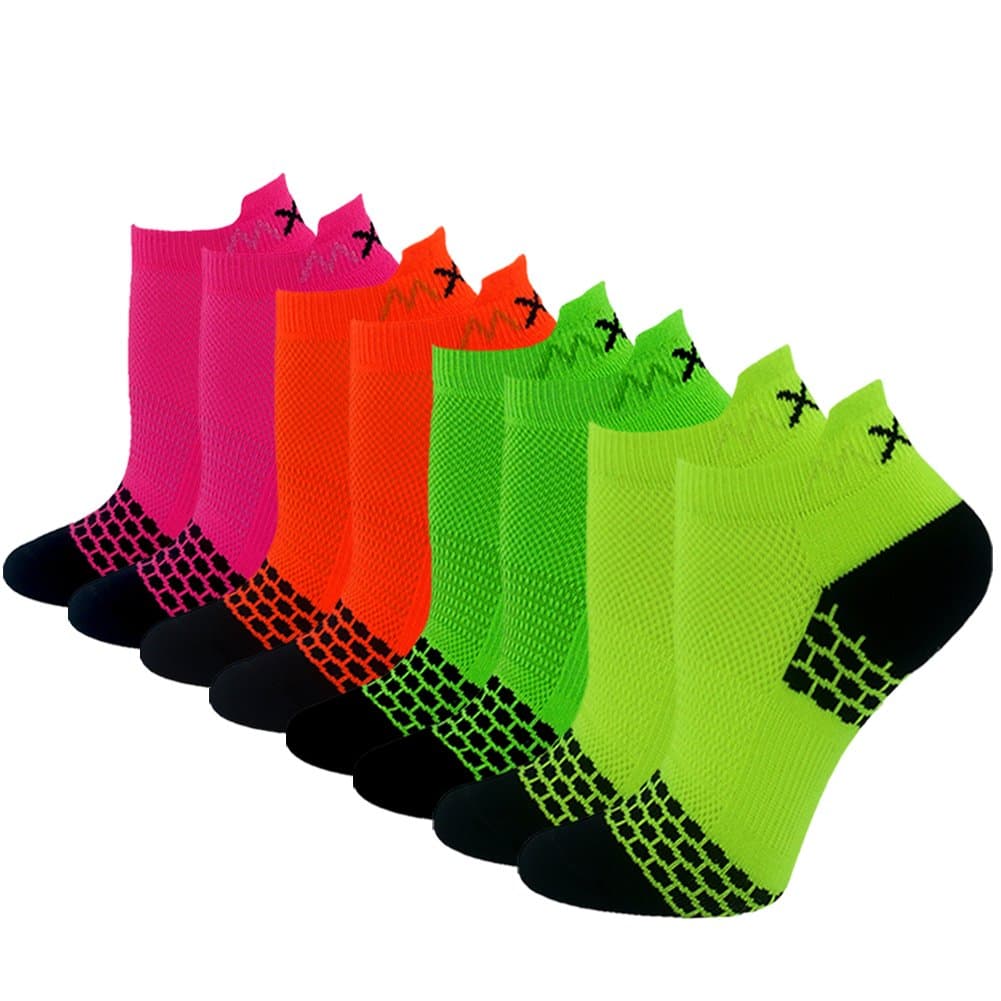 Athletic No Show Training Socks Super Invisible Lighter Weight Low Cut Socks Ankle Running Thin Breathable Socks Fluorescent Yellow 3 Pairs WXXM