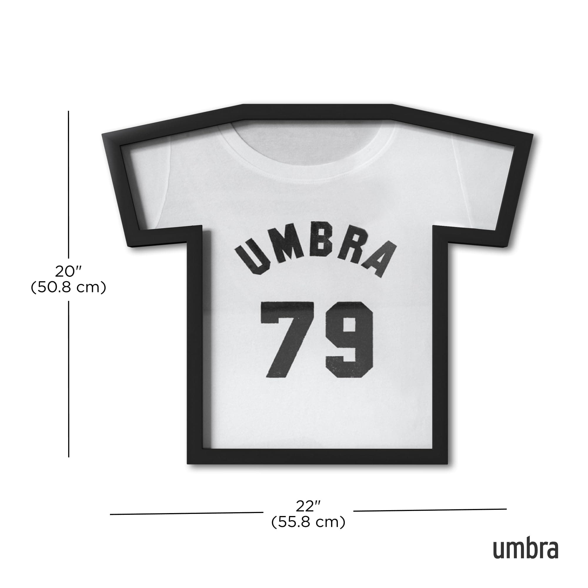 Umbra T-Frame, Unique T-Shirt Display Case to Showcase Youth Sized T-Shirts (Small to Large), Black