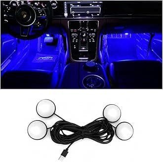 BESULEN Car Interior LED Lights, Automotive Ambient Neon Light Kit with USB Port, Car Accessories, Gifts for Men and Women, 4 in 1 Decoration Lights for Car, Garden, Home, Party（Blue）