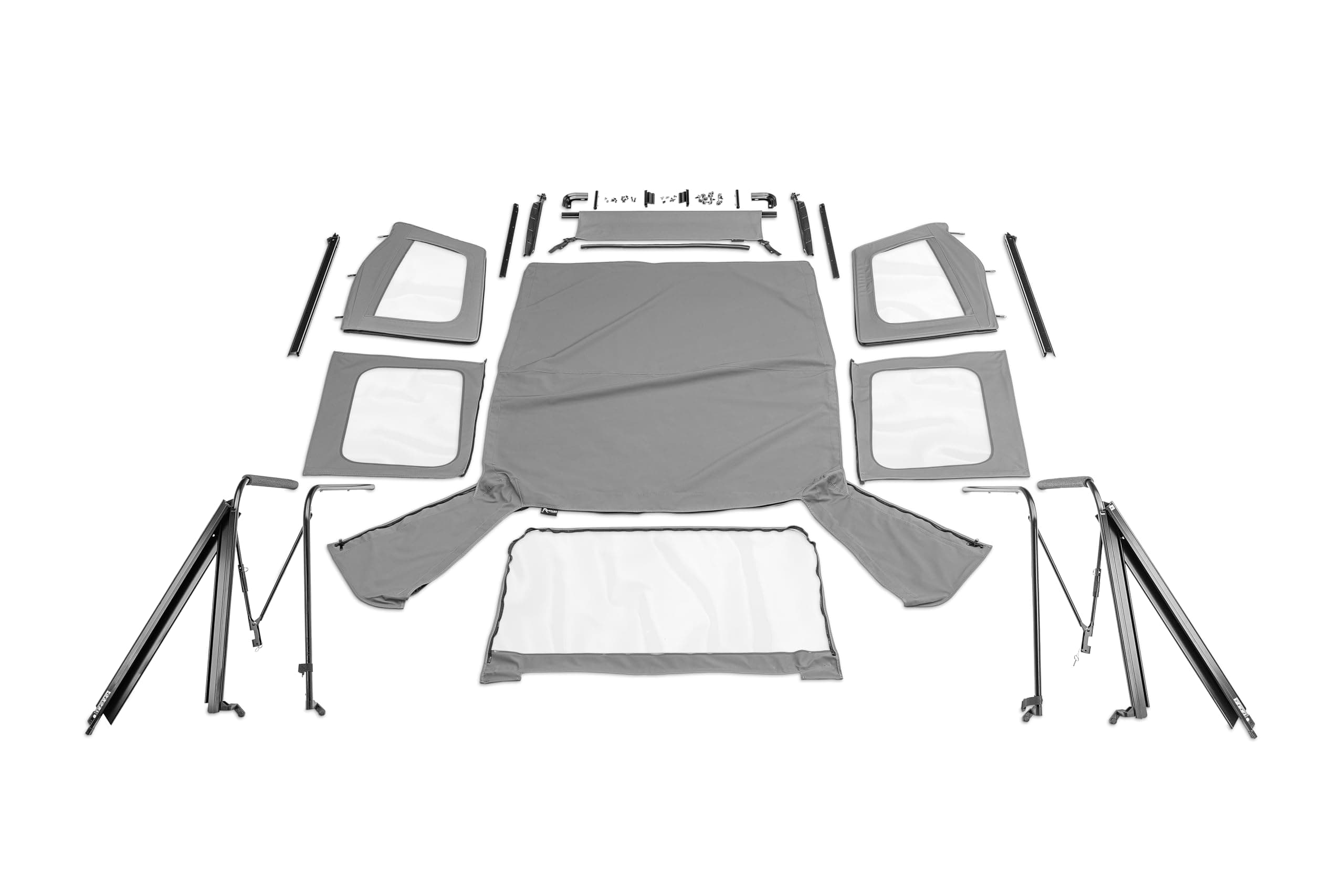 Rampage Complete Soft Top | Vinyl, Grey Denim with Tinted Windows, includes Frame & Hardware | 68211 | Fits 1987 - 1995 Jeep Wrangler YJ, with Soft Upper Doors