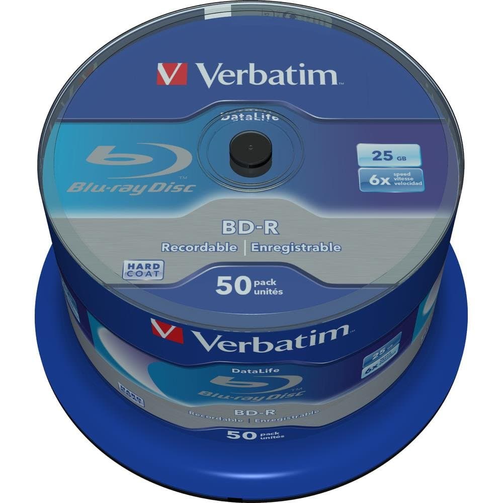BD-R SL Datalife - Blu-ray Disc 25 GB, 6x Burning Speed, Scratch Protection, 50-Pack Spindle
