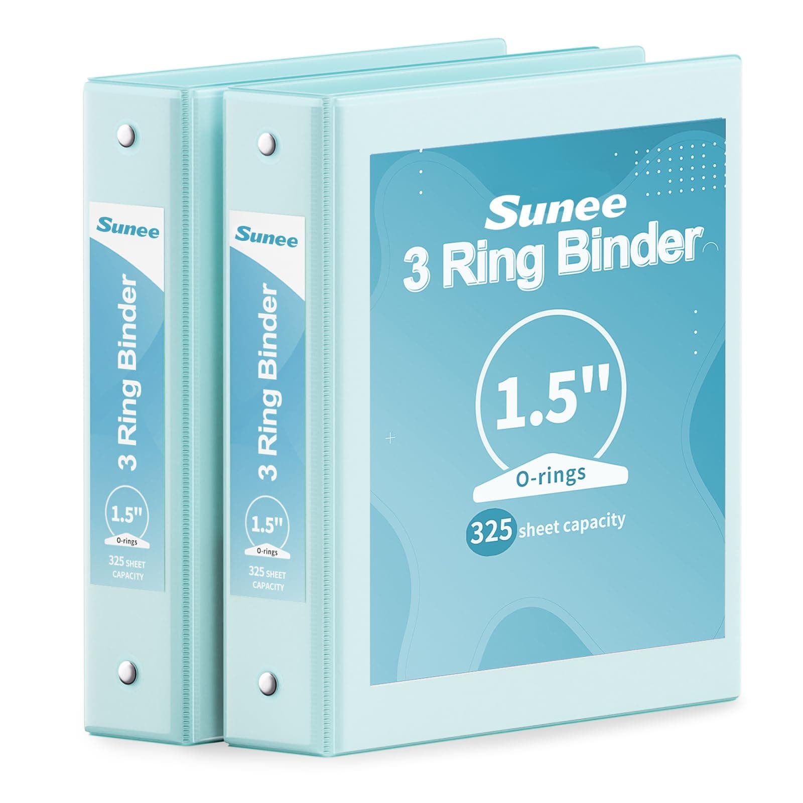 SUNEE 3 Ring Binder 1.5 Inch 2 Pack, Clear View Binder Three Ring PVC-Free (Fit 8.5x11 Inches) for School or Office Supplies, Blue