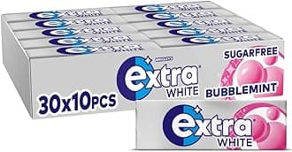Extra White Chewing Gum, Sugar Free Bubblemint, Pack of 30