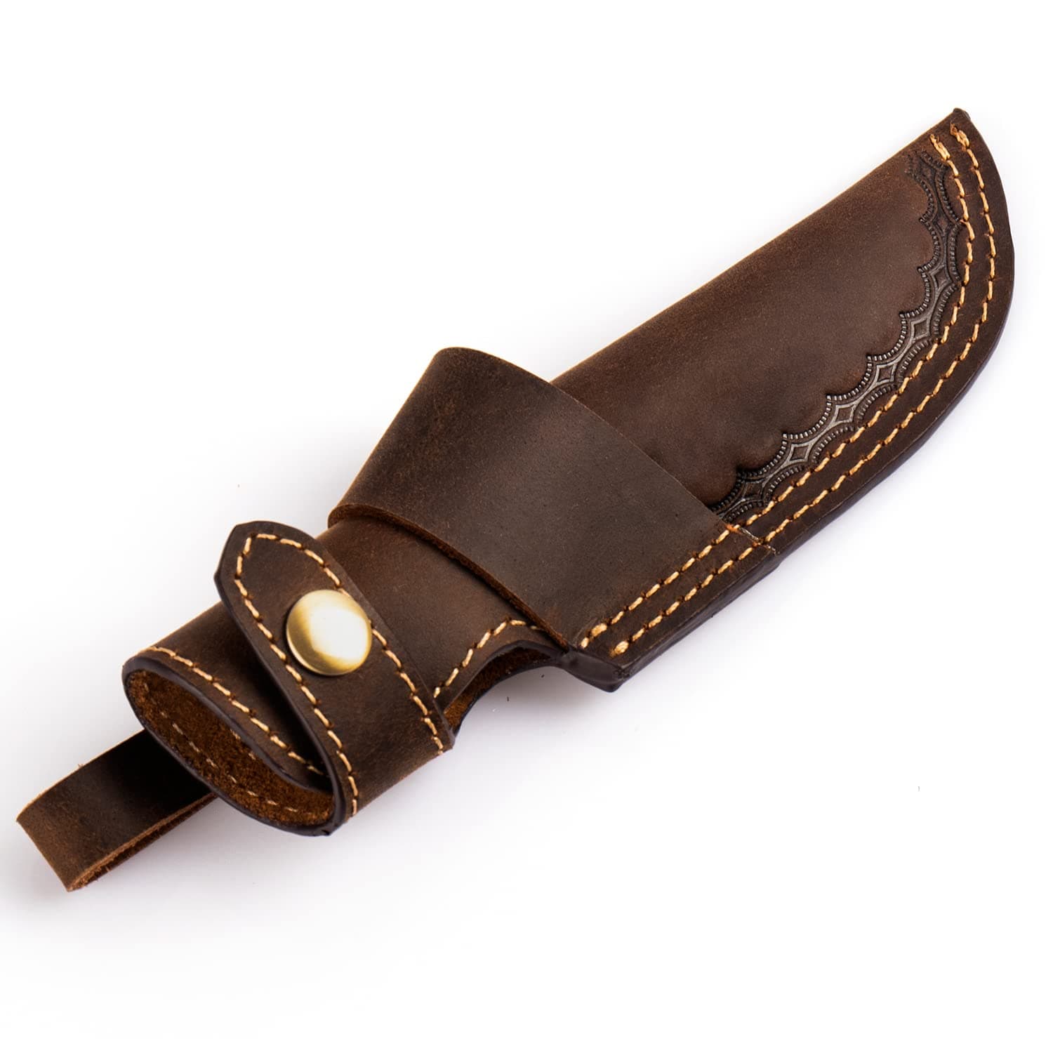 Gentlestache Belt Knife Sheath, Horizontal & Vertical Carry, Compact Draw, Dark Brown Leather
