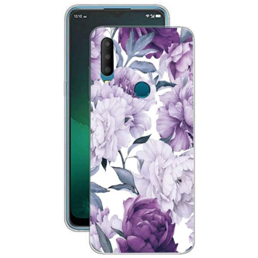 Trihey for Alcatel 3X 2019 Case, Case for Alcatel 3X (2019) for Girl Women, Anti-Drop Soft TPU Case with Fashionable Floral Designs for Alcatel 3X (2019 ) (Purple Flower)