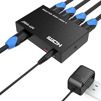 MT-ViKI HDMI Splitter 1 in 4 Out, 1x4 Power HDMI Splitter 4 Ports w/AC Adapter, 4Kx2K@30Hz 3D Full HD Distributor for PS4 Fire Stick HDTV 【NOT HDMI Switch】