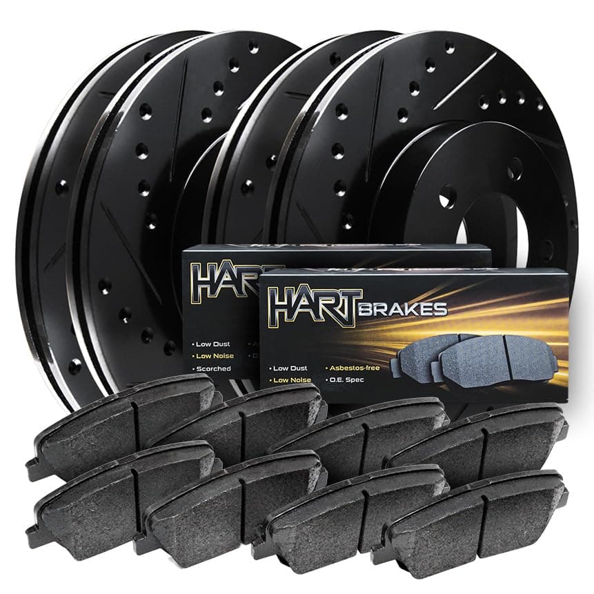 Hart Brakes Front Rear Brakes and Rotors Kit |Front Rear Brake Pads| Brake Rotors and Pads| Ceramic Brake Pads and Rotors |fits 2013-2021 INFINITI JX35, QX60; Nissan Murano, Pathfinder