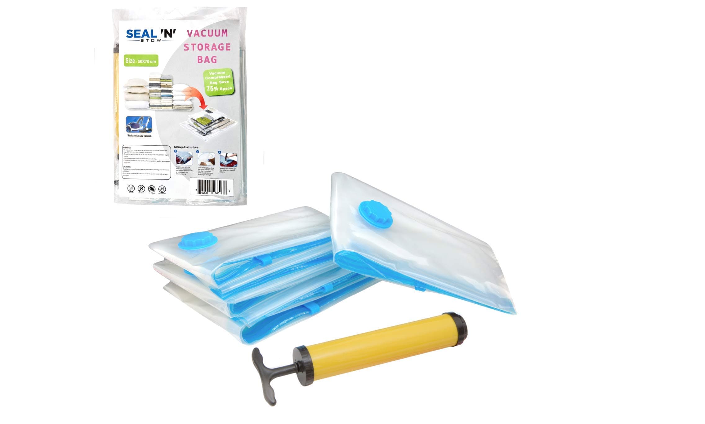 [6 Pack] Jumbo Vacuum Storage Bags, 70 X 50cm, Large Space Saving Storage Solution For Clothes And Bedding.