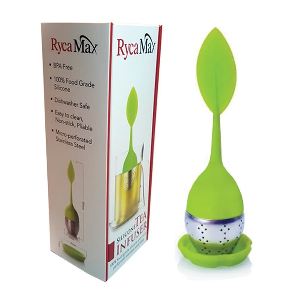 Loose Leaf Tea Infuser Strainers Filters. Silicone Micro Perforated Stainless Steel Ball Come with a Drip Tray Saucer Base or Coaster.