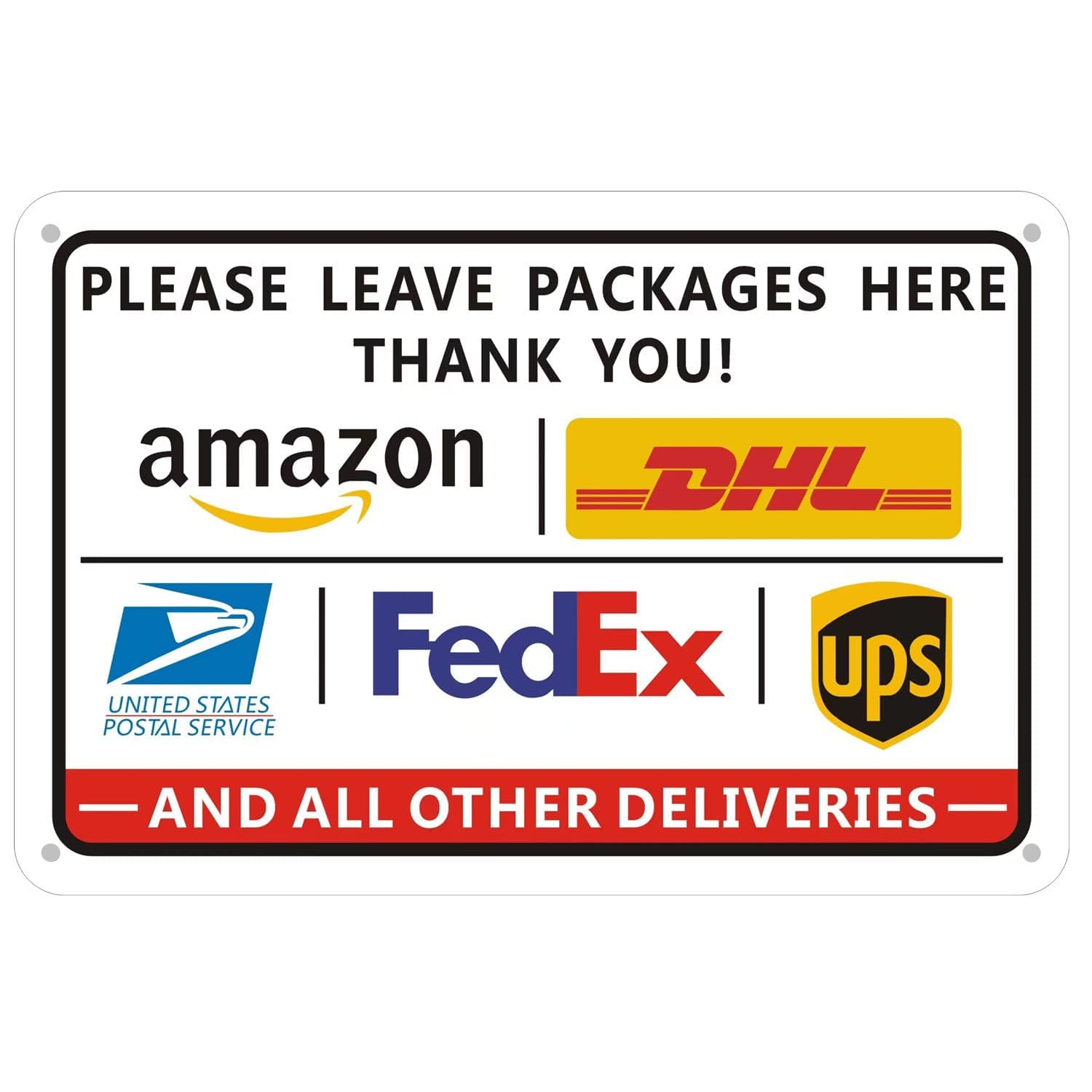 HEIOKEY Please Leave Packages Here Sign, 12 x 8 Inch, Aluminum - Delivery Instructions Sign for Home, Business