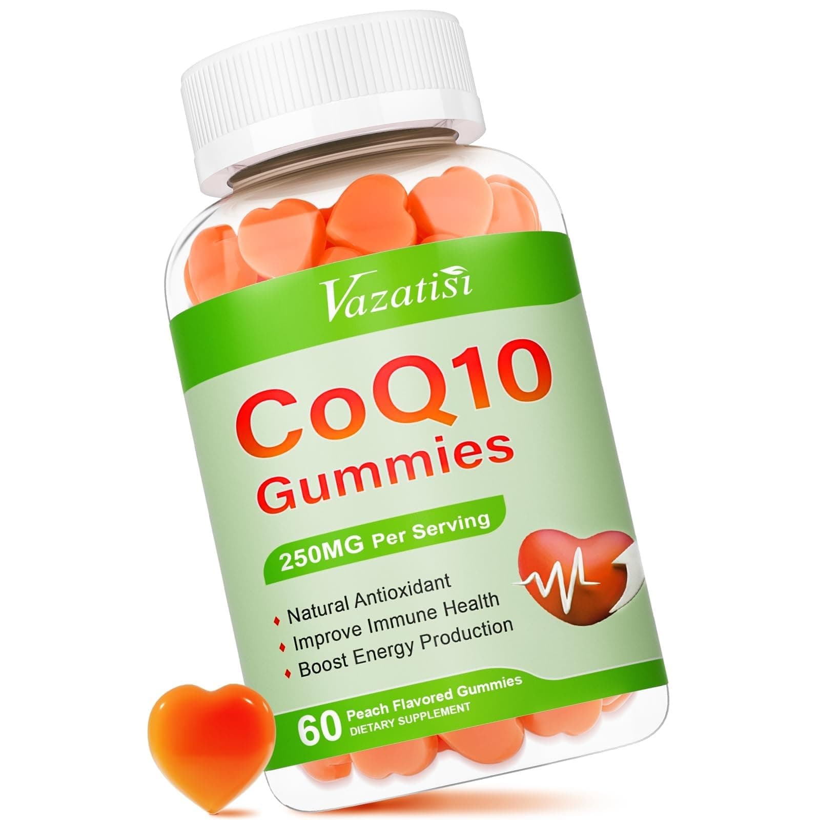 High Absorption CoQ10 Gummies 250 mg, Plus Omega-3, Magnesium, Vitamin B12 for Cellular Energy, Brain & Antioxidant, 5X Better Absorption Coenzyme Q10 Supplement - 60 Cts