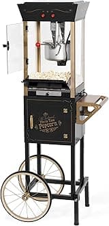 Popcorn Maker Machine - Professional Cart With 8 Oz Kettle Makes Up to 32 Cups - Vintage Popcorn Machine Movie Theater Style - Black
