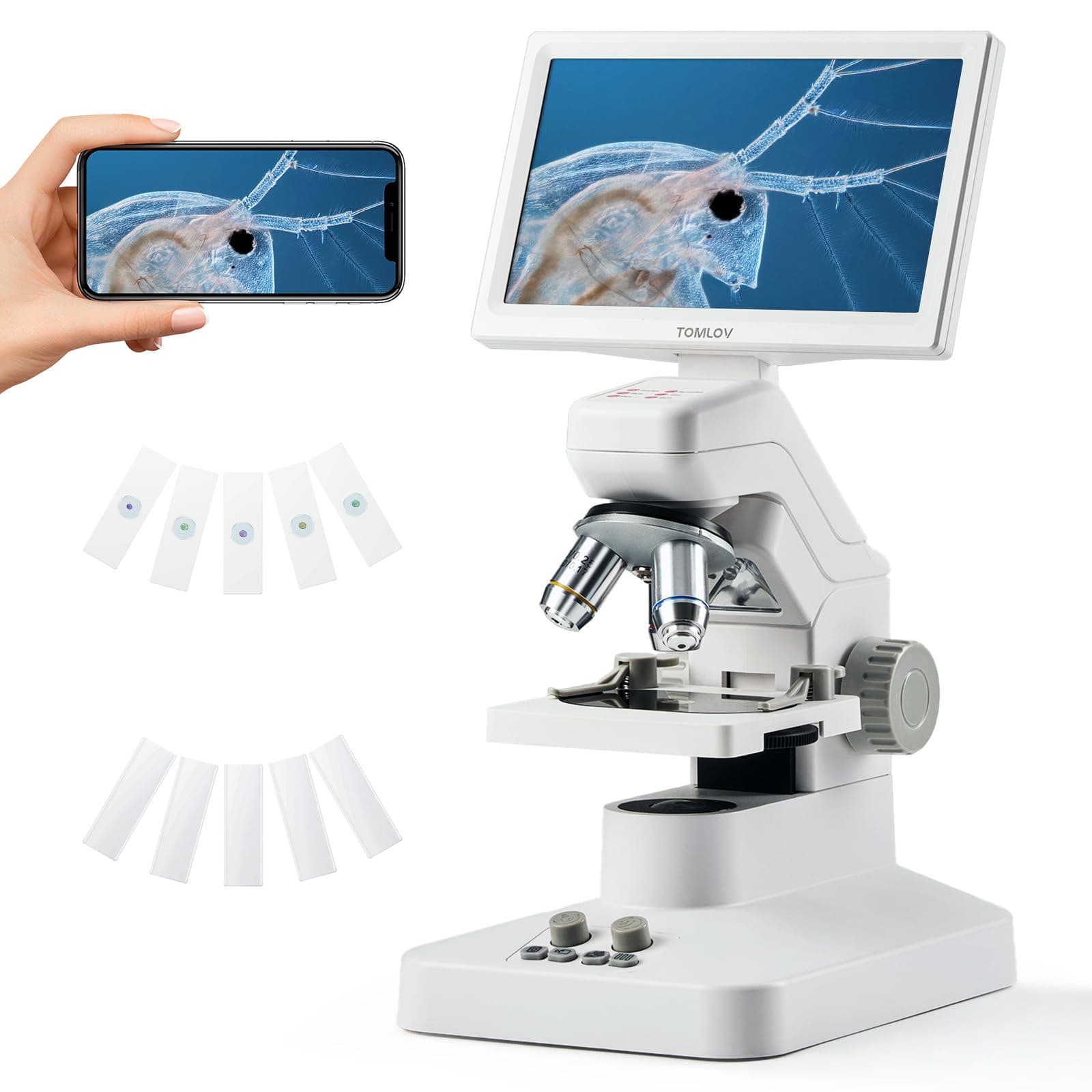 DM301 Pro Microscope for Kids Adults Students, Digital Microscope with 7" Screen, USB & HDMI Output, Wireless Biological Educational Science Scope Camera with Slides Kits for Classroom Home Lab