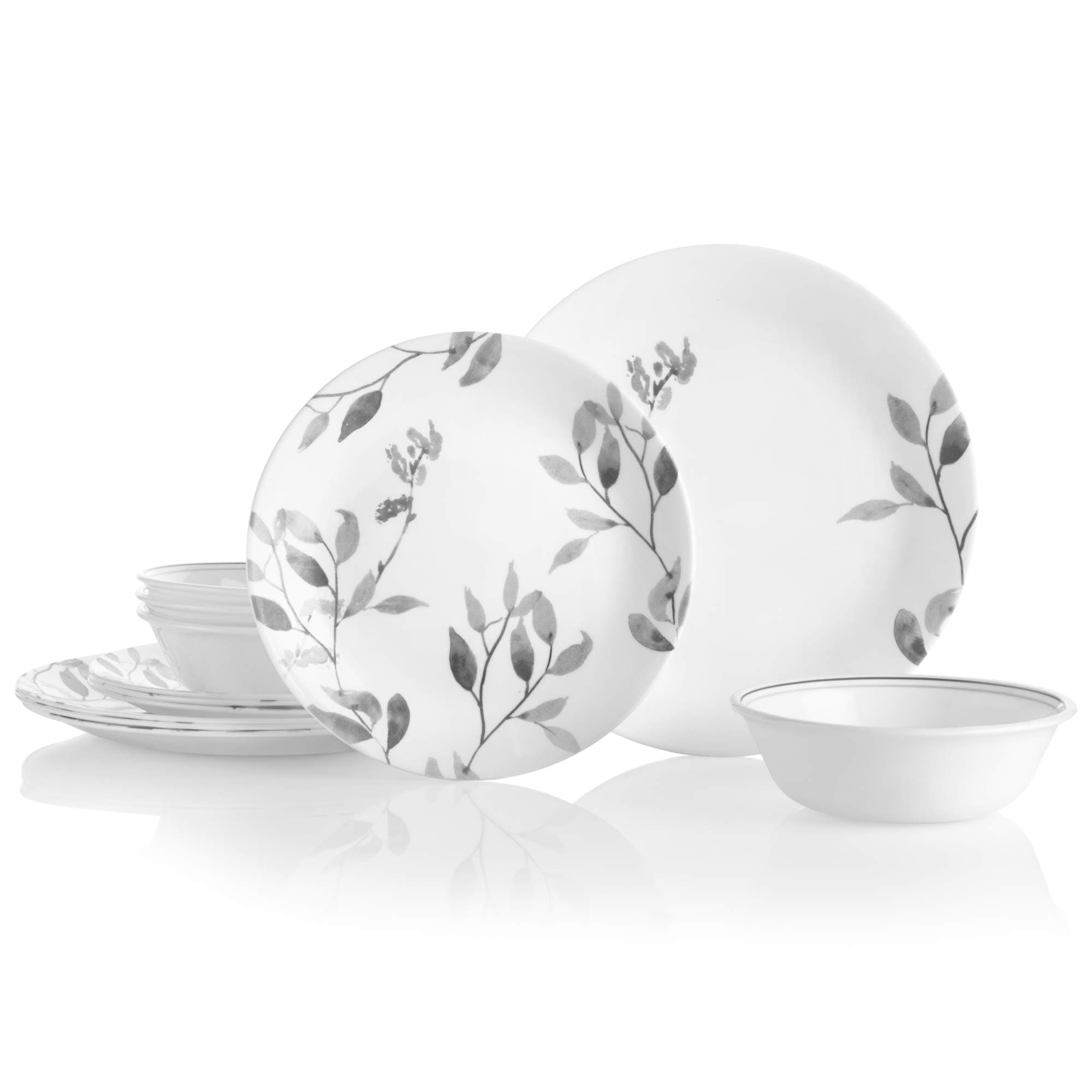 Boutique Misty Leaves 12-Piece Dinnerware Set, Service for 4