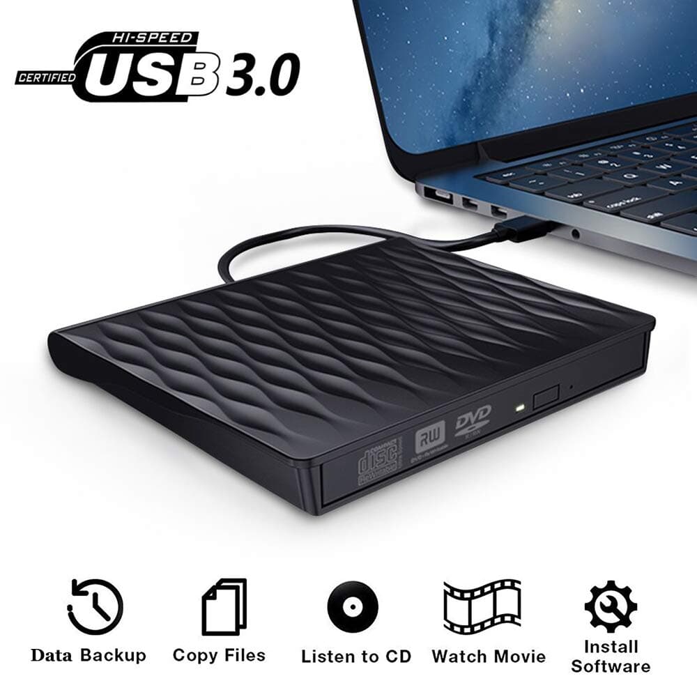 External DVD Drive, DEEPOW USB 3.0 Portable External CD DVD Drive Rewriter Burner Writer, High Speed Data Transfer External Optical Drive for Laptop Macbook Desktop Windows 10/8/7/XP/Vista/Mac OS