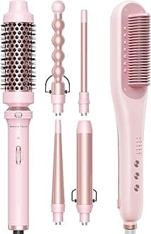 Multi Curl 5 in 1 Curling Wand Set and Pro Steam Straightener Brush