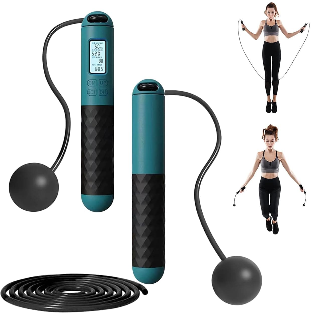 GenericRopeless Skipping Rope, Cordless Skipping Ropes for Adults, Smart Digital Gravity Ball Jump Rop, for Fitness, Exercise, Boxing, and Gym Workouts, For Burn Calories