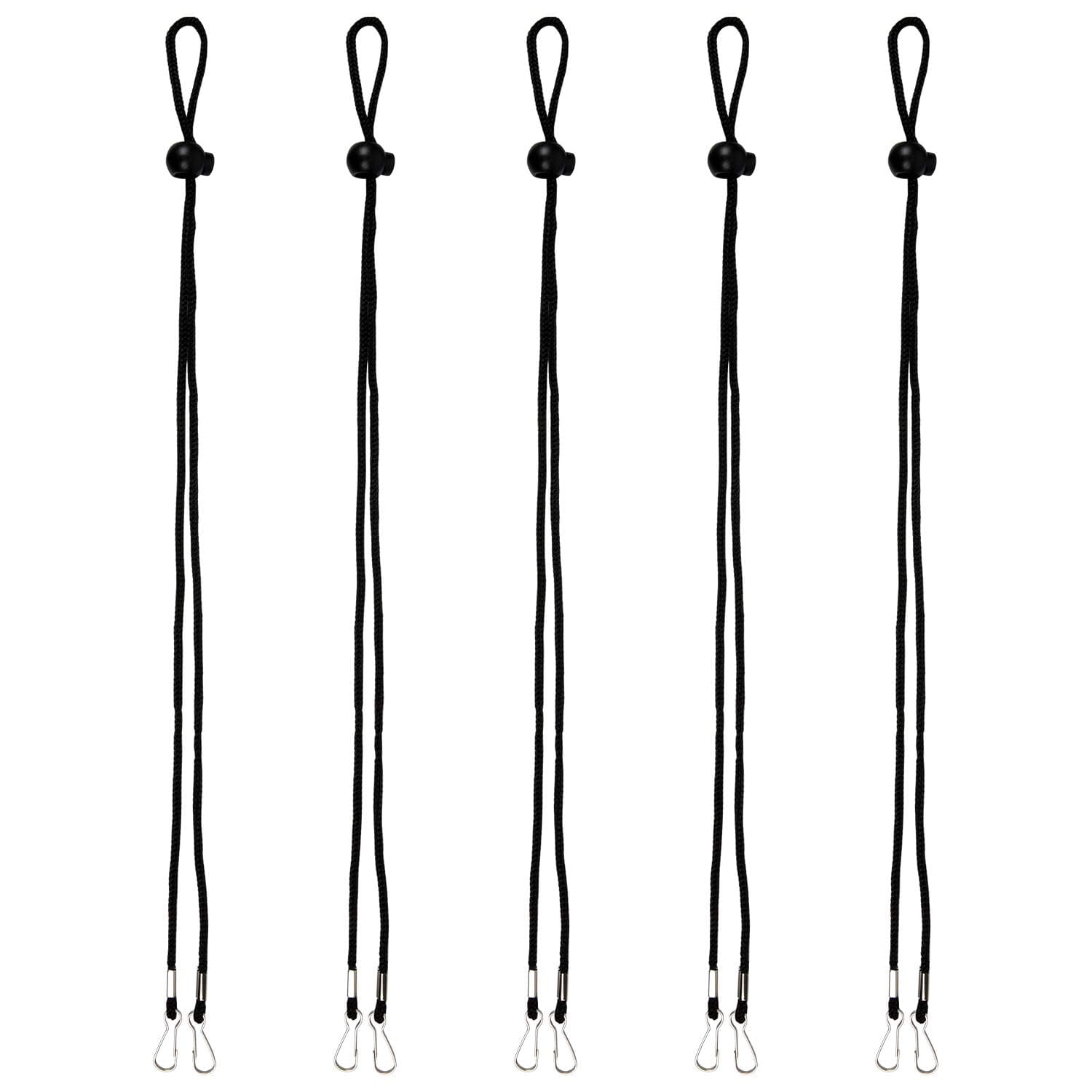 Arae Mask Lanyard Adjustable For Face Covering Holder Extender for Men Women Kids Bandanas with Clips Convenient Safety Ear Saver - 5 Pcs, Black