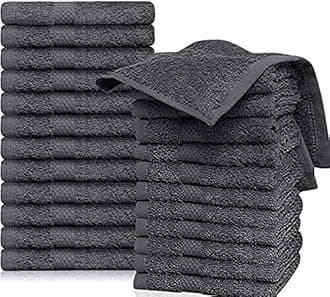 Grey Washcloths Pack of 24-12"x12" 100% Ring Spun Cotton Premium Soft Absorbent Quick Dry Luxurious wash Cloths Set Hotel Quality (Grey, 24Pack 12x12)