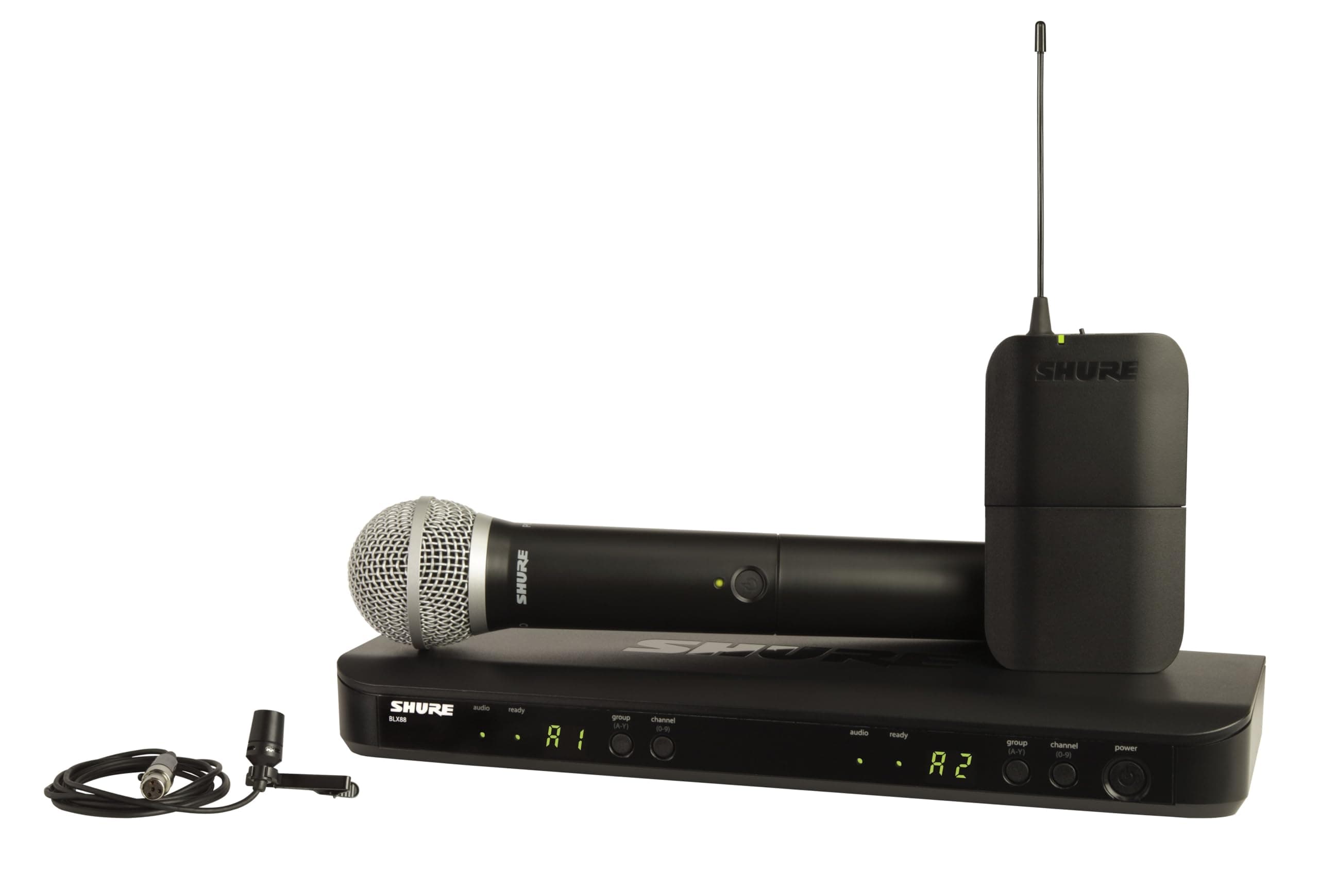 BLX1288/CVL Wireless Microphone System - 14-Hour Battery Life, 300 ft Range, UHF | Includes Handheld & Lavalier Mics, Dual Channel Receiver | J11 Band (BLX1288/CVL-J11)