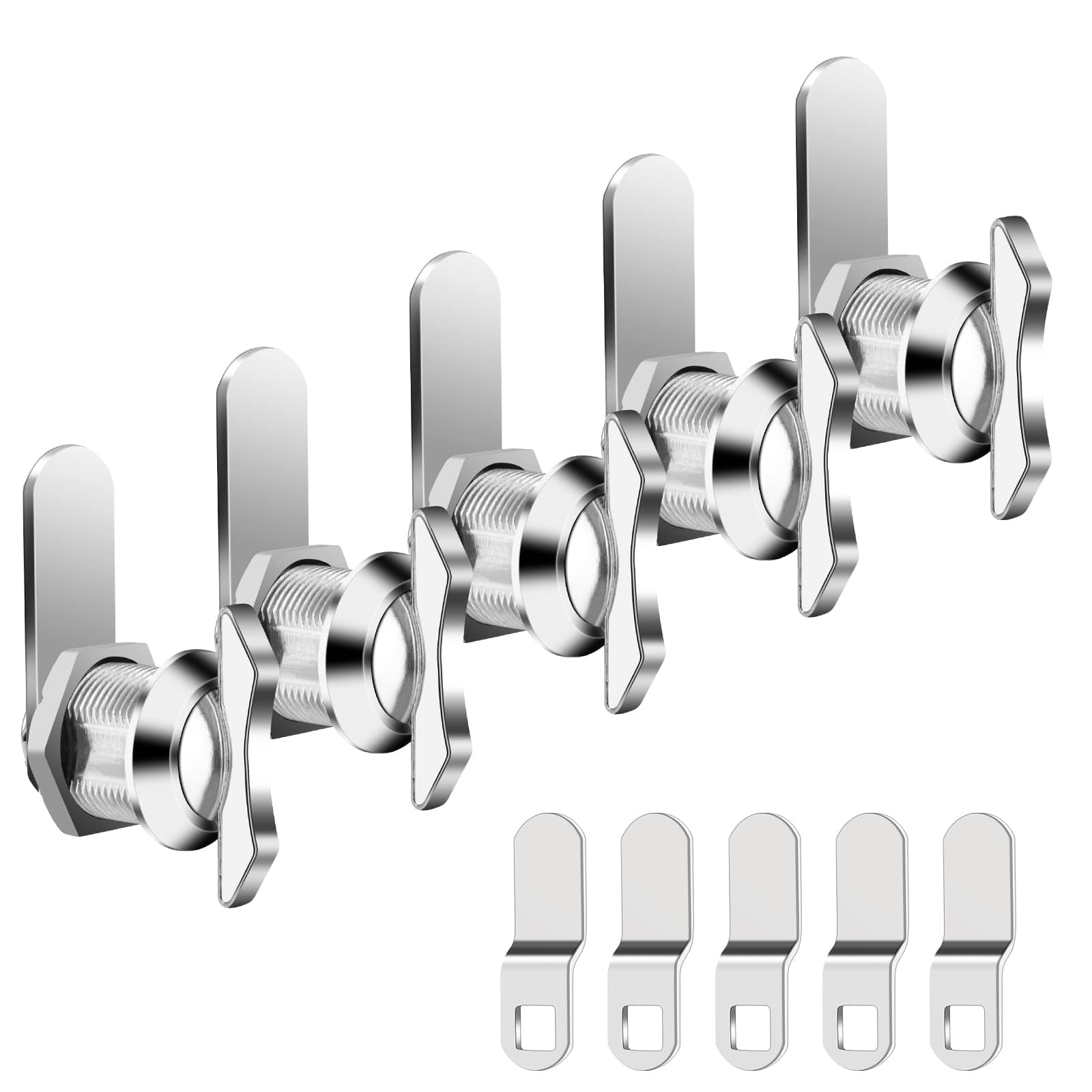5/8 Inch Thumb Operated Offset Cam Lock, 5Pcs Keyless Compartment for RV, Cabinet Mailbox Drawer Latch, 100% Metal Replacement Cylinder for Storage Door, Camper, Vehicles
