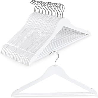 TOPIA HANGER Wooden Coat Hangers 20 Pack, White Wood Suit Hangers with Non Slip Pants Bar, 360° Swivel Hook and Shoulder Notches for Camisole, Jacket, Pants, Smooth Finish Clothes Hangers - CT34W20