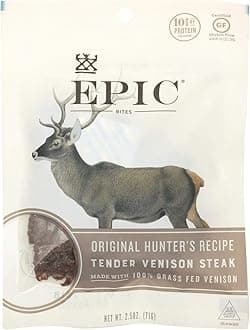 Epic Bar, Bites, Tender Venison Steak, Original Hunter's Recipe, 2.5 oz (71 g)