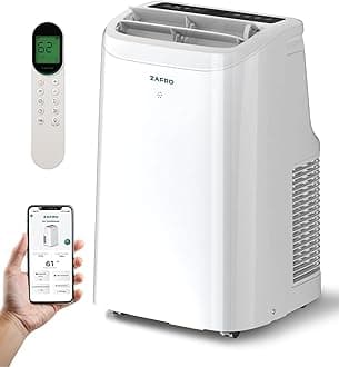 ZAFRO 10000 BTU Portable Air Conditioners (6000 BTU SACC), AC Unit for Bedroom with Drainage-free Cooling, Fan & Dehumidifier, 47dB Quiet, 24H Timer, APP Control/Remote/LED Display