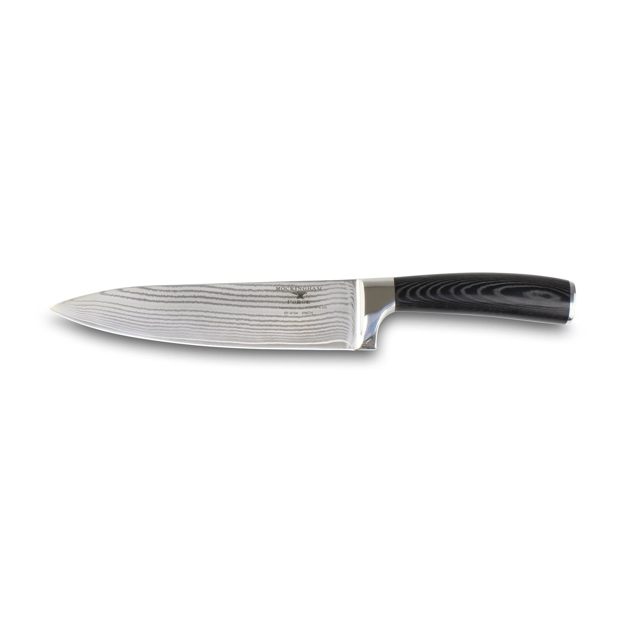 Rockingham Forge Chef's Knife, Steel, Black, 8"
