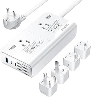 220V to 110V Voltage Converter, BESTEK Universal Voltage Converter US to Europe Travel Adapter with 2 AC Outlets and 3 USB Ports(2 PD35W), for Hair Dryer Straightener