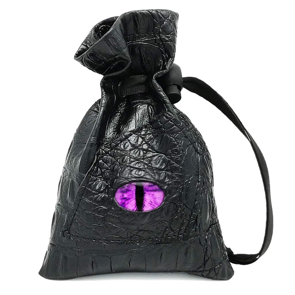 Haxtec Dragon Dice Bag Small Drawstring Leather DND Dice Pouch Storage Bag Compatible with Dungeons and Dragons D&D Gift, Coins and Accessories (Purple Eye) Patent Number D893867
