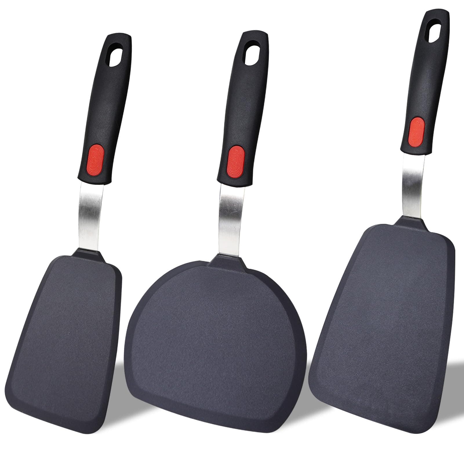 Silicone Spatula Turner Set,3-Pack Spatula Set,600°F Heat Resistant Spatula for Non Stick Cookware,Large Flexible Kitchen Utensils for Baking,Cooking,No Scratching and Melting,Dishwasher Safe,BPA Free