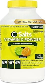 C-Salts Vitamin C Powder - 100% Pure Buffered Ascorbic Acid Powder for Daily Immune Support & Collagen Production - Stomach-Friendly Organic Vegan Non-GMO Sugar-Free - 272 Servings - Lemon Lime, 26oz