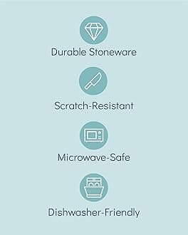 Stoneware small dinner plates set 8 pcs – 7.5" light beige & blue ceramic salad & dessert plates – Dishwasher and microwave safe – Stylish plates set – Dinner service Pure Living Interior Design