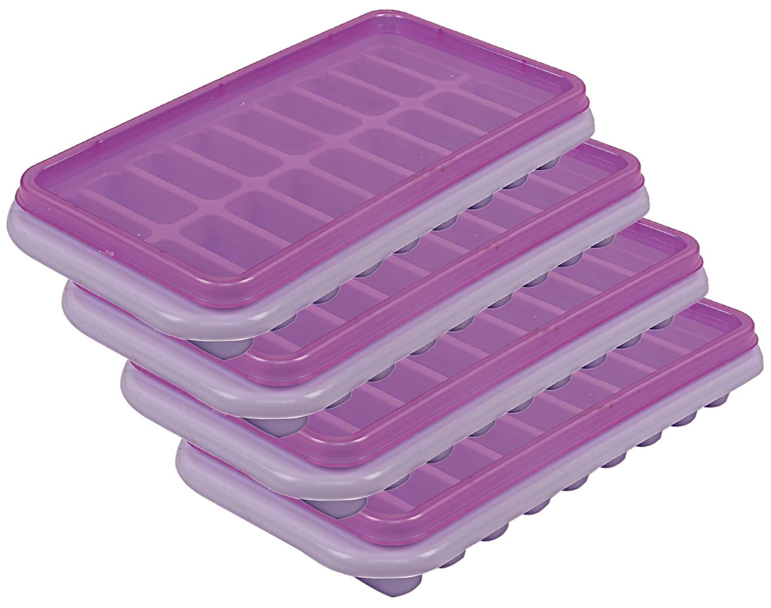 Kuber Industries Plastic BPA Free Reusable Ice Cube Trays with Removable Lid Set of 4, 18 Cubes -CTKTC6027 Multicolor