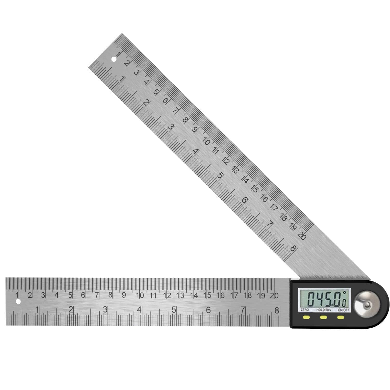 AivaToba Protractor Digital Angle Ruler with LCD Display, Stainless Steel Angle Measurement Angle Display for Woodwork, Home Work, Craftsmen, 360° Angle Measuring, Hold Function 400 mm