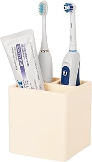 Diatomite Toothbrush Holders for Bathrooms, Electric Toothbrush and Toothpaste Holder 3 Slots Tooth Brush Organizer for Bathroom Countertop, Shower, Vanity - Yellow