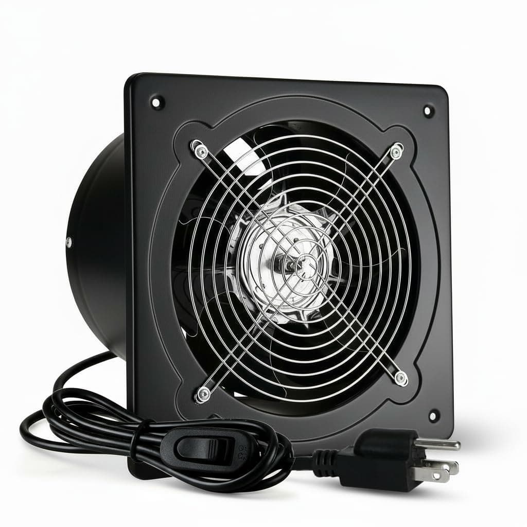 10 inch Exhaust Fan with Switch, 1058 CFM PowerfulThrough Wall Exhaust Fan, Potable Window Exhaust Fans, Small Fume Extractor Ventilation Fan for Attic, Shop, Smoking Room, Garage