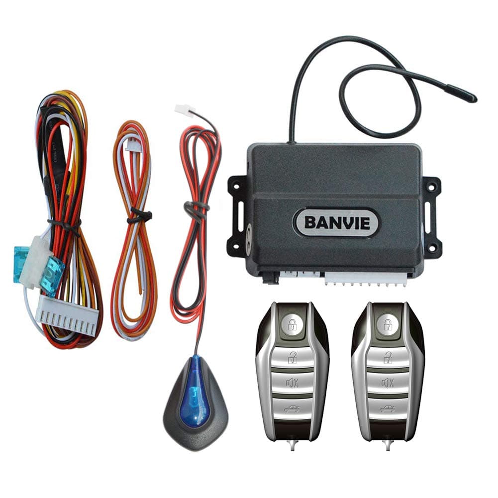 BANVIE Car Keyless Entry System for Central Door Lock with 4 Button Remote Control Transmitter