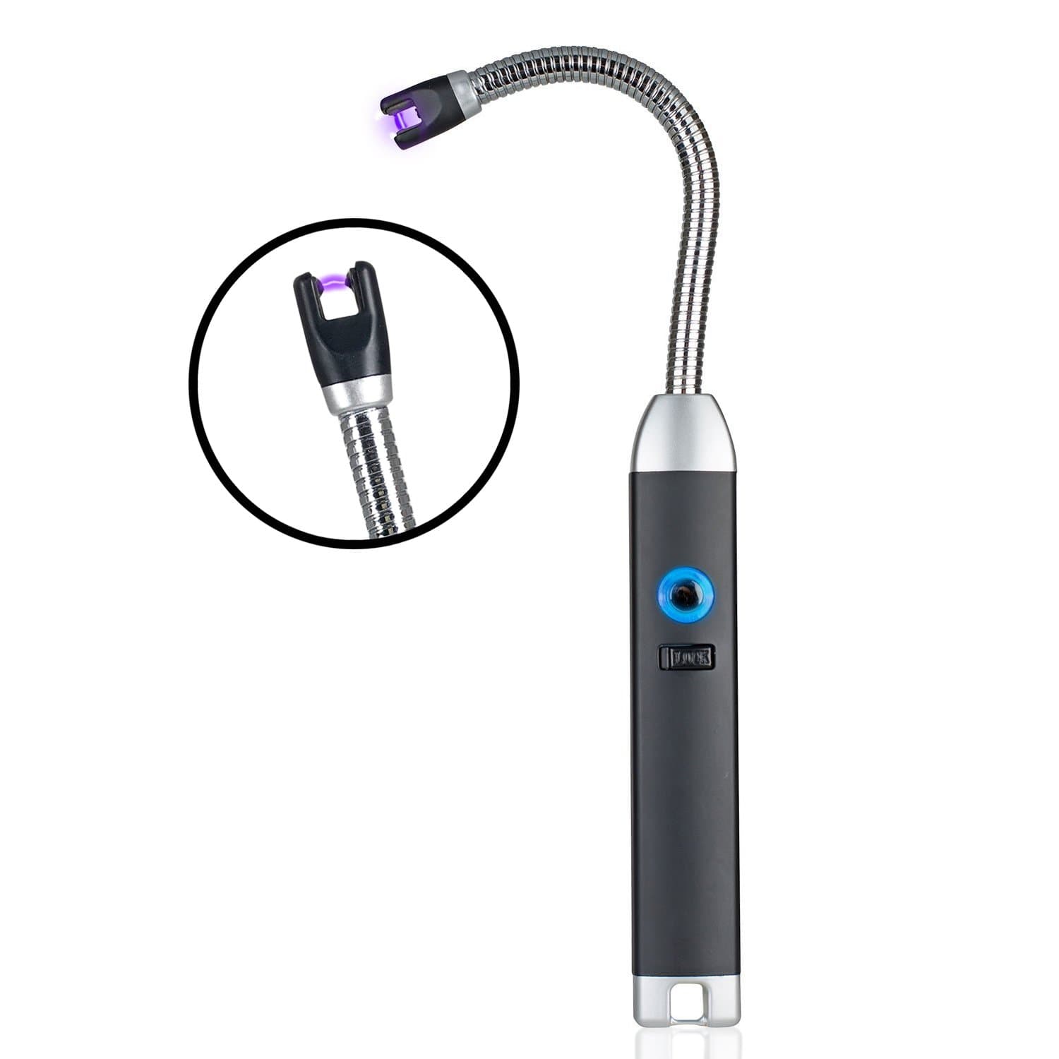 Saberlight Flex - Longer 360° Flexible Neck Plasma Beam Lighter - Versatile Plasma Arc Lighter - 6 Inch Long Flexible Neck - USB Rechargeable - Splash & Wind Proof-Twist Turn & Bend in Any Direction