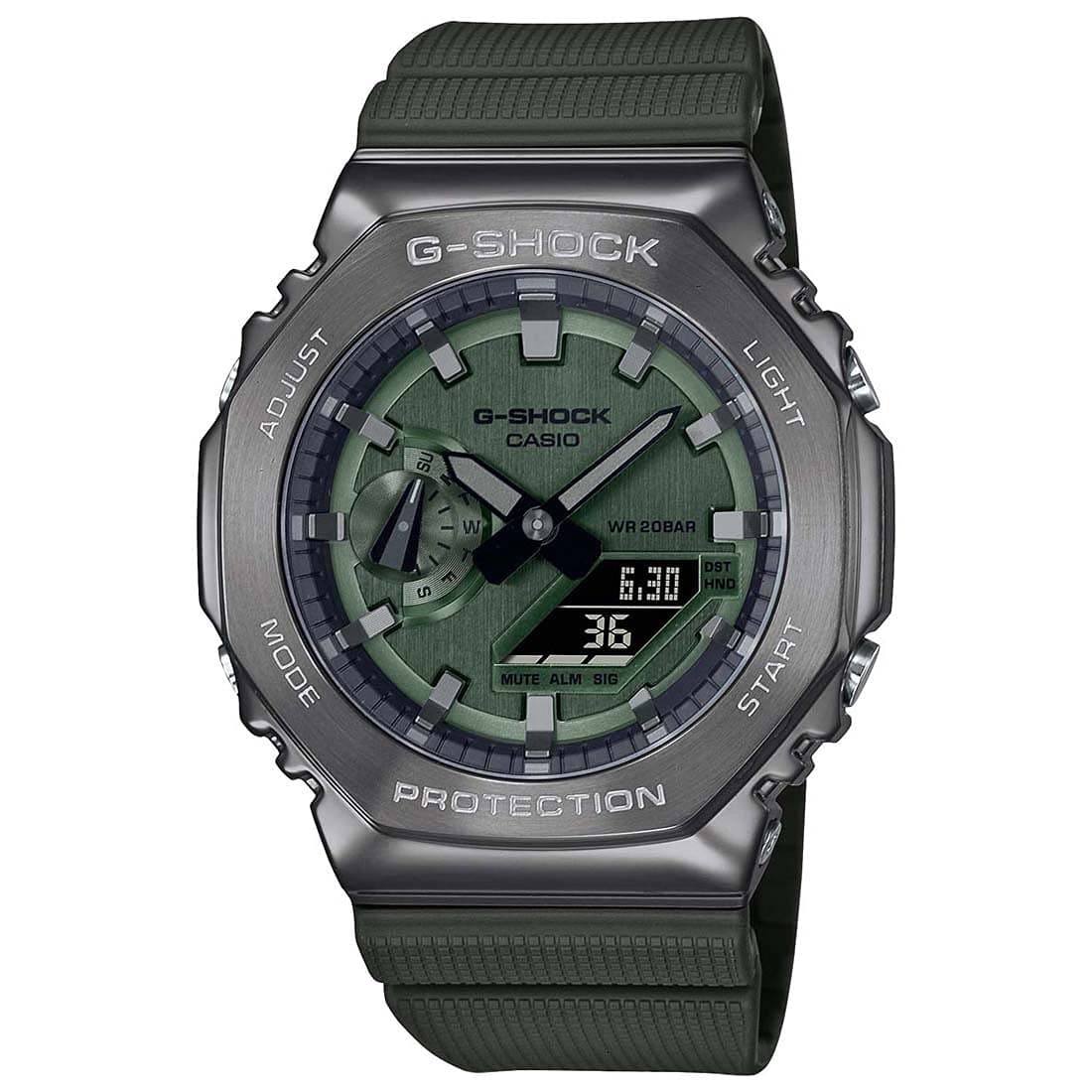 G-Shock GM-2100B-3ADR Dark Grey IP Green Analog-Digital Dial Green Resin Strap Men's Watch Shock and 200M Water Resistant G1160