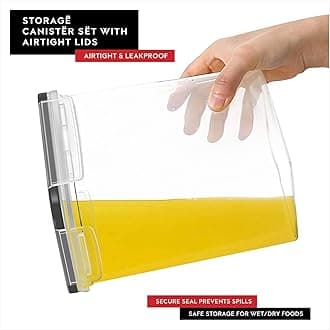 DWËLLZA KITCHEN Cereal Containers Storage 4 Pack 135 fl. oz Cereal Dispenser Airtight Food Storage Containers BPA-Free Pantry Organization and Storage, Canister for Flour & Sugar 1 Marker 8 Labels